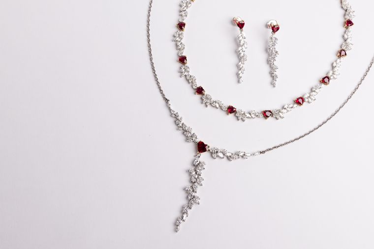 Estate jewelry suite — necklace and matching earrings